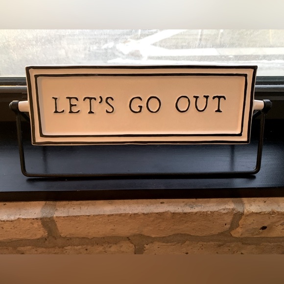 Hearth & Hand Magnolia Reversible Table Top Sign Let’s Stay In / Let’s Go Out - Picture 2 of 2